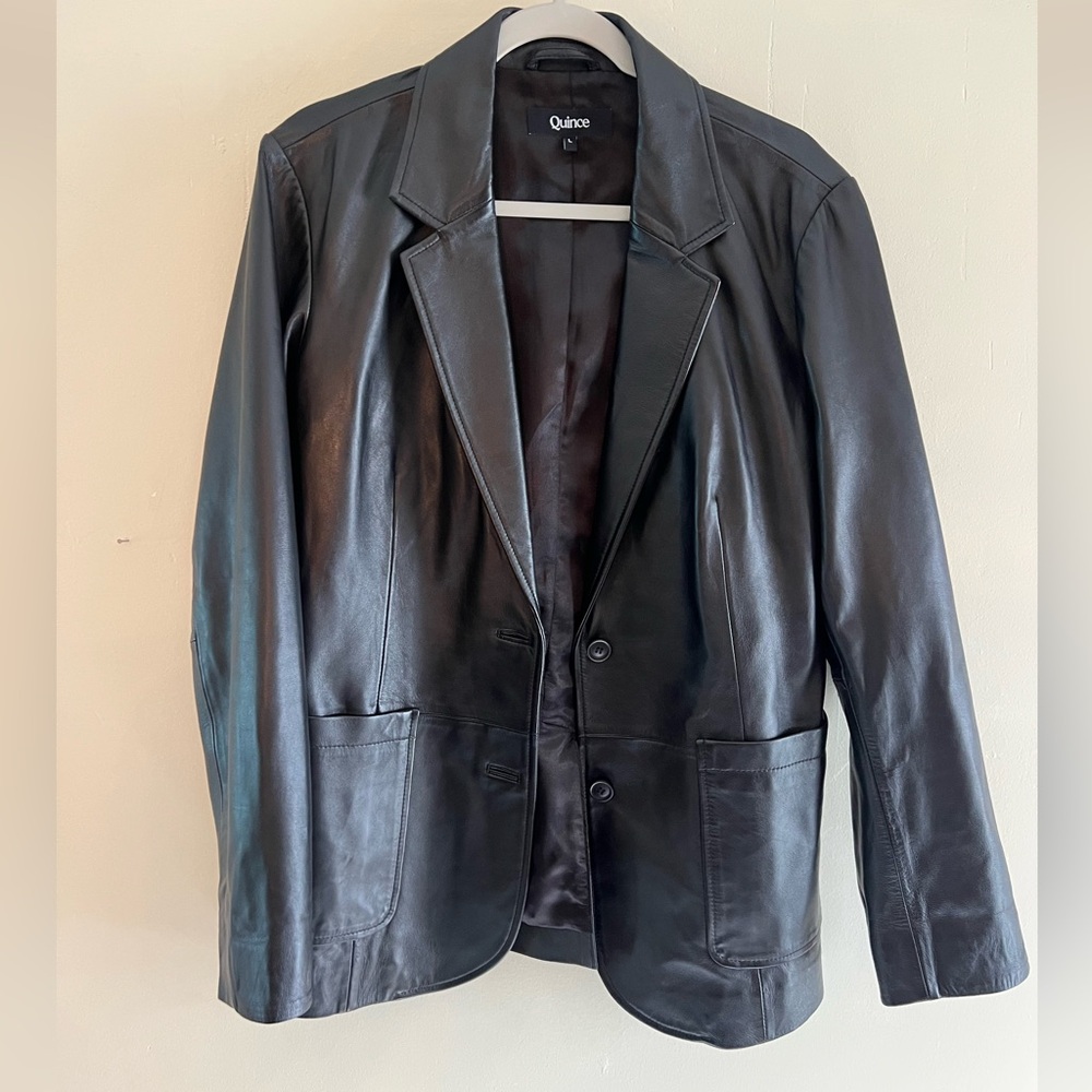 Quince Leather Blazer - L - Picture 2 of 9
